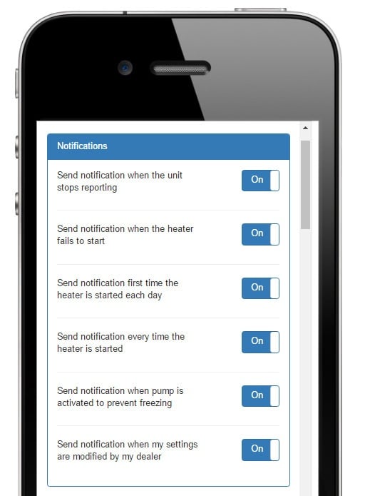 HeaterReader™ App - Notifications