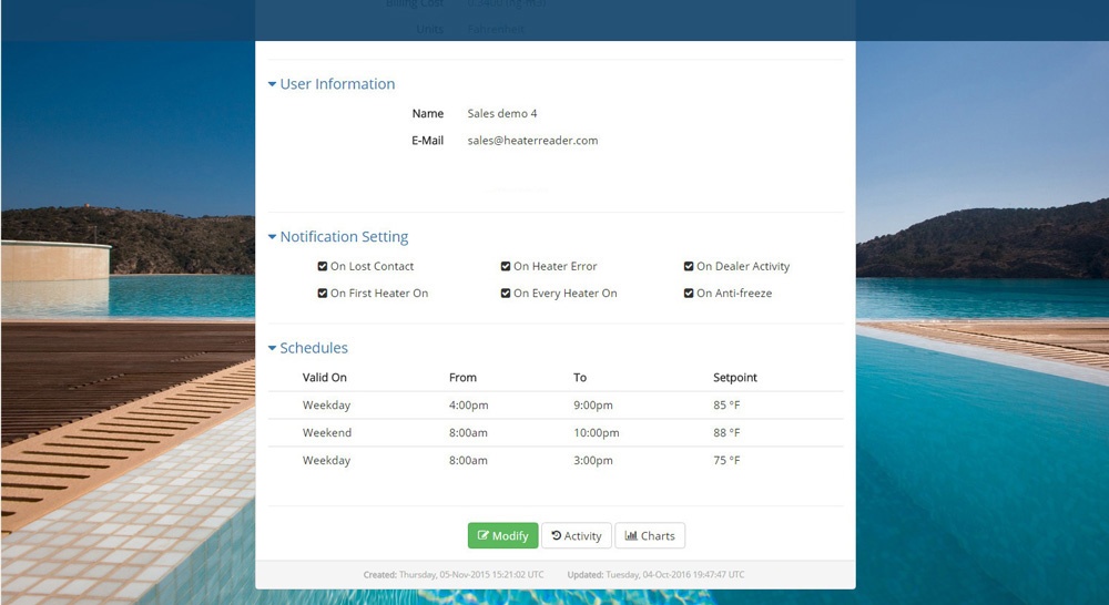 HeaterReader Control Centre - Settings